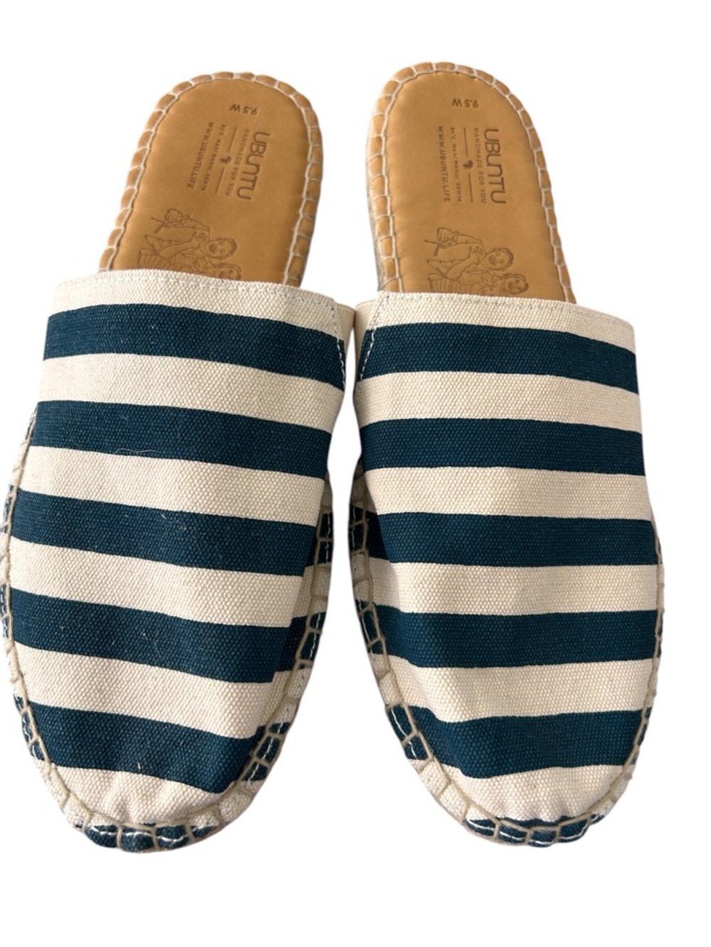 Ubuntu Blue and Cream Striped Espadrille Slip-Ons